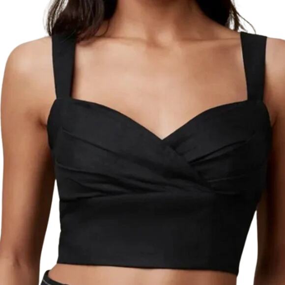 Banana Republic Tops - Banana Republic Black Cropped Linen-Blend Top – NWT Size 8